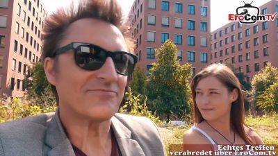 Young student tourist meets for casting in German city before moving indoors - yesvids.com - Germany